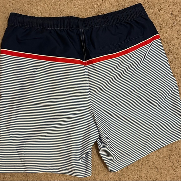 Vineyard Vines Men's Navy and Red Striped Swim Trunks - Picture 2 of 3
